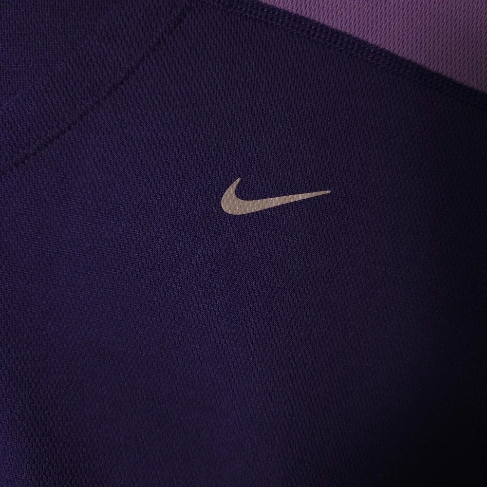 Nike Running Shirt Women Large Purple Dri Fit V Neck Athletic Active Jogging Tee